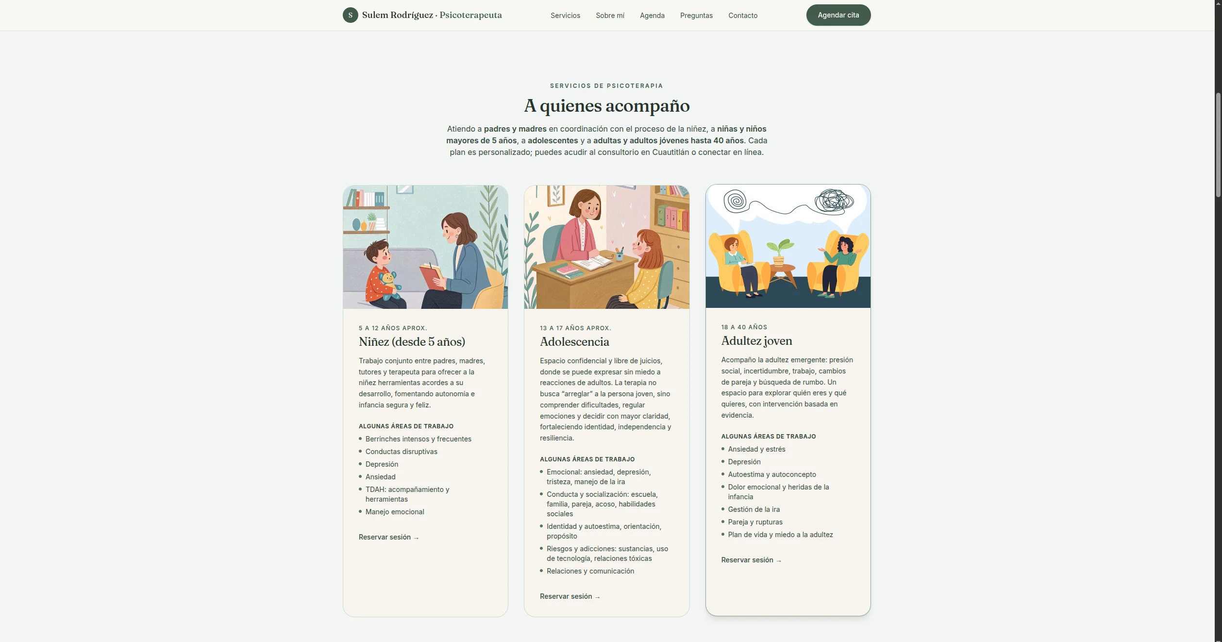 Servicios — a quienes acompaña: niñez, adolescencia y adultez joven